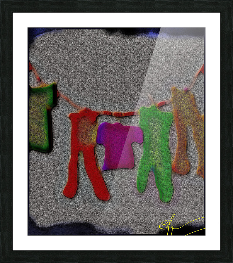 Clothesline at Nighttime Picture Frame print