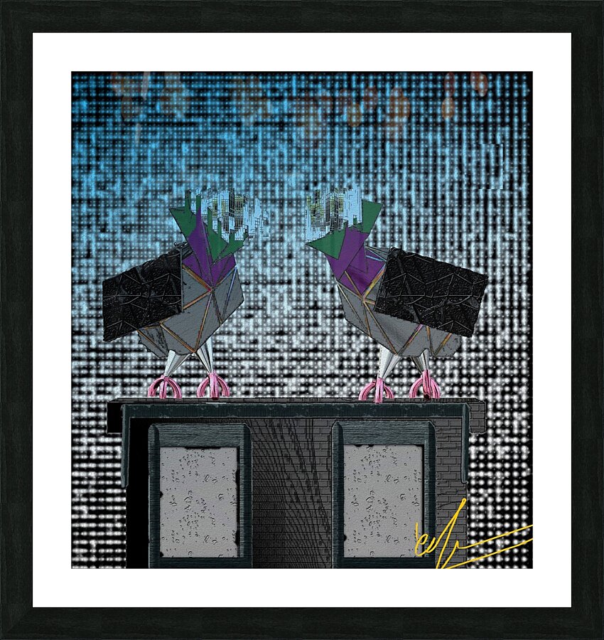 Conversational Pigeons Picture Frame print
