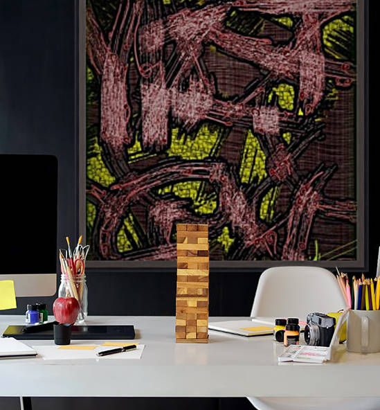 Shredded BBQ TOFU & Yellow Mini Square Glass Tiles by Ed Purchla