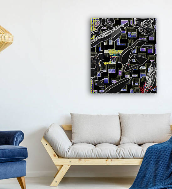 Tableau of Onyx Slices & Black Mica Flakes by Ed Purchla