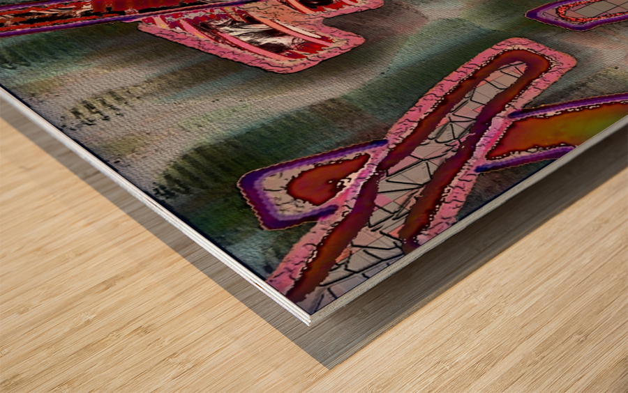 Old Gum on Older Pavement Wood print