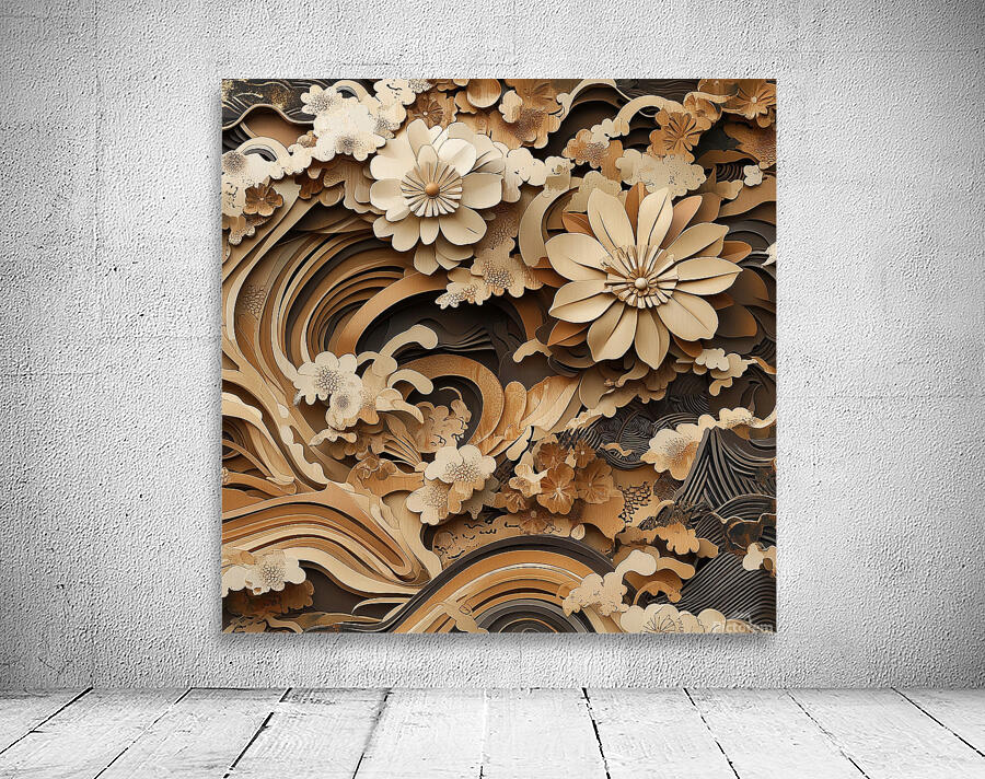 3D Creme Flowers Wall Preview