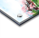 Tranquil Japanese Garden with Cherry Blossoms and Mountain Lake Acrylic print