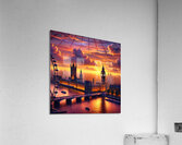 Stunning Sunset Over London – Big Ben & Thames River in Golden Light Acrylic Print