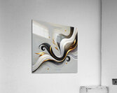 Elegant Abstract Fluid Art – Black White & Gold Flowing Design Acrylic Print