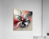  Abstract Floral Art – Red Gray & Black Swirling Fluid Painting Acrylic Print