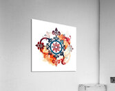 Traditional Ornamental Tattoo Art – Elegant Abstract Design in Burgundy and Acrylic Print