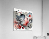 Modern Abstract Painting with Red Black and Gray Fluid Shapes Acrylic Print