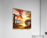 Tranquil Autumn Sunrise Over a Misty Lake Acrylic Print