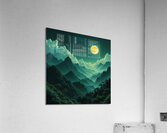 Mystical Full Moon Over a Majestic Mountain Landscape at Night Acrylic Print
