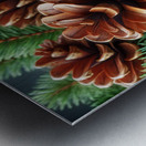 Close-Up of Pine Cones and Evergreen Branches – Nature’s Rustic Beauty Metal print