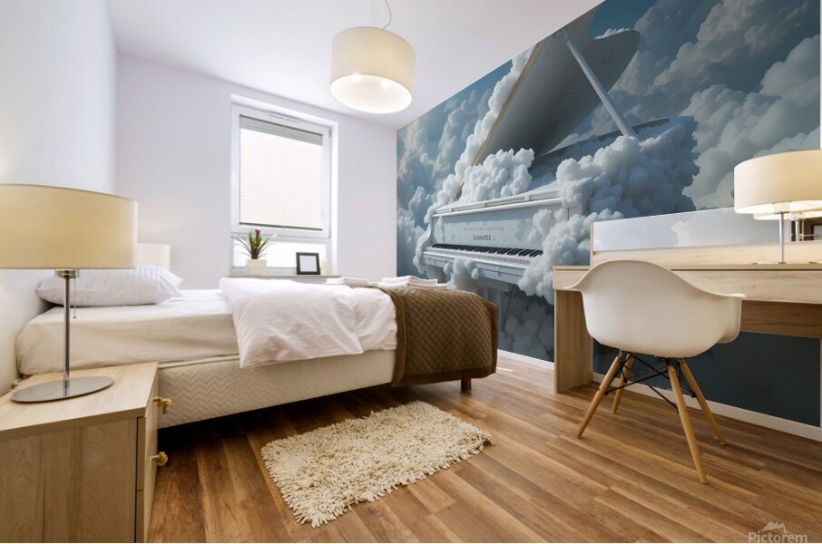 Heavenly Grand Piano Floating in the Clouds – Surreal Dreamlike Art Mural print