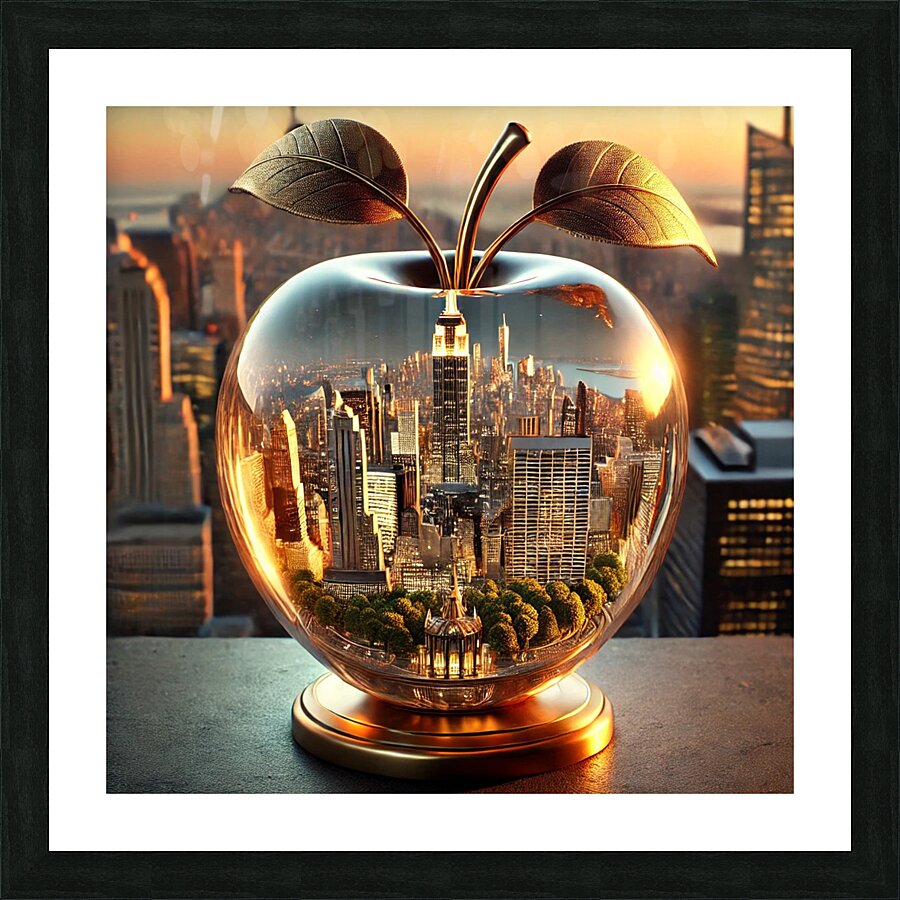 Golden Apple of New York – A Surreal Cityscape Reflection Picture Frame print