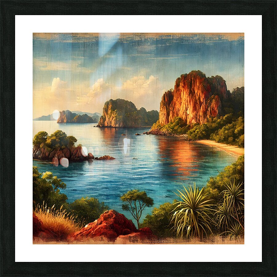 Scenic Coastal Landscape with Majestic Cliffs and Turquoise Waters Picture Frame print