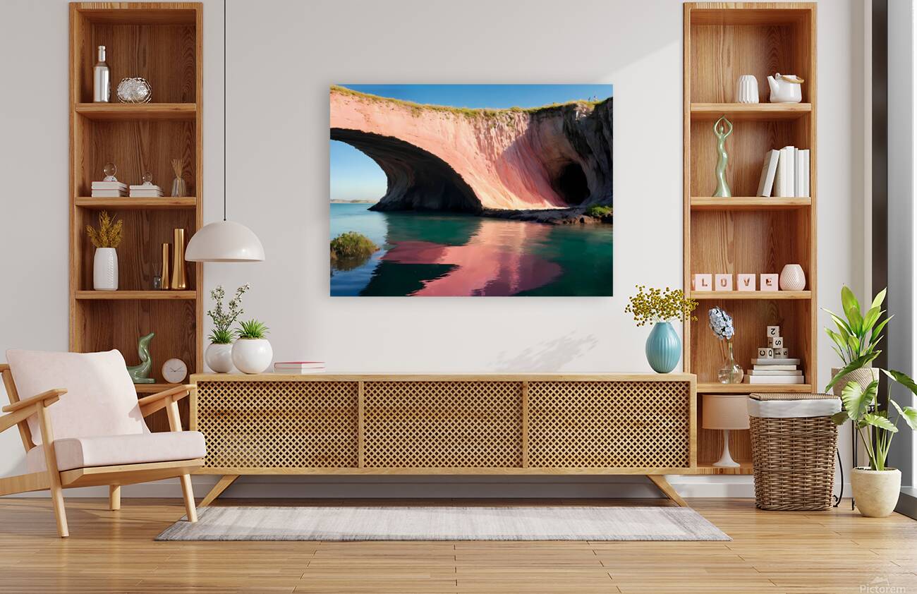 Stunning Pink Rock Arch Over Turquoise Waters – A Natural Wonder Reproduction