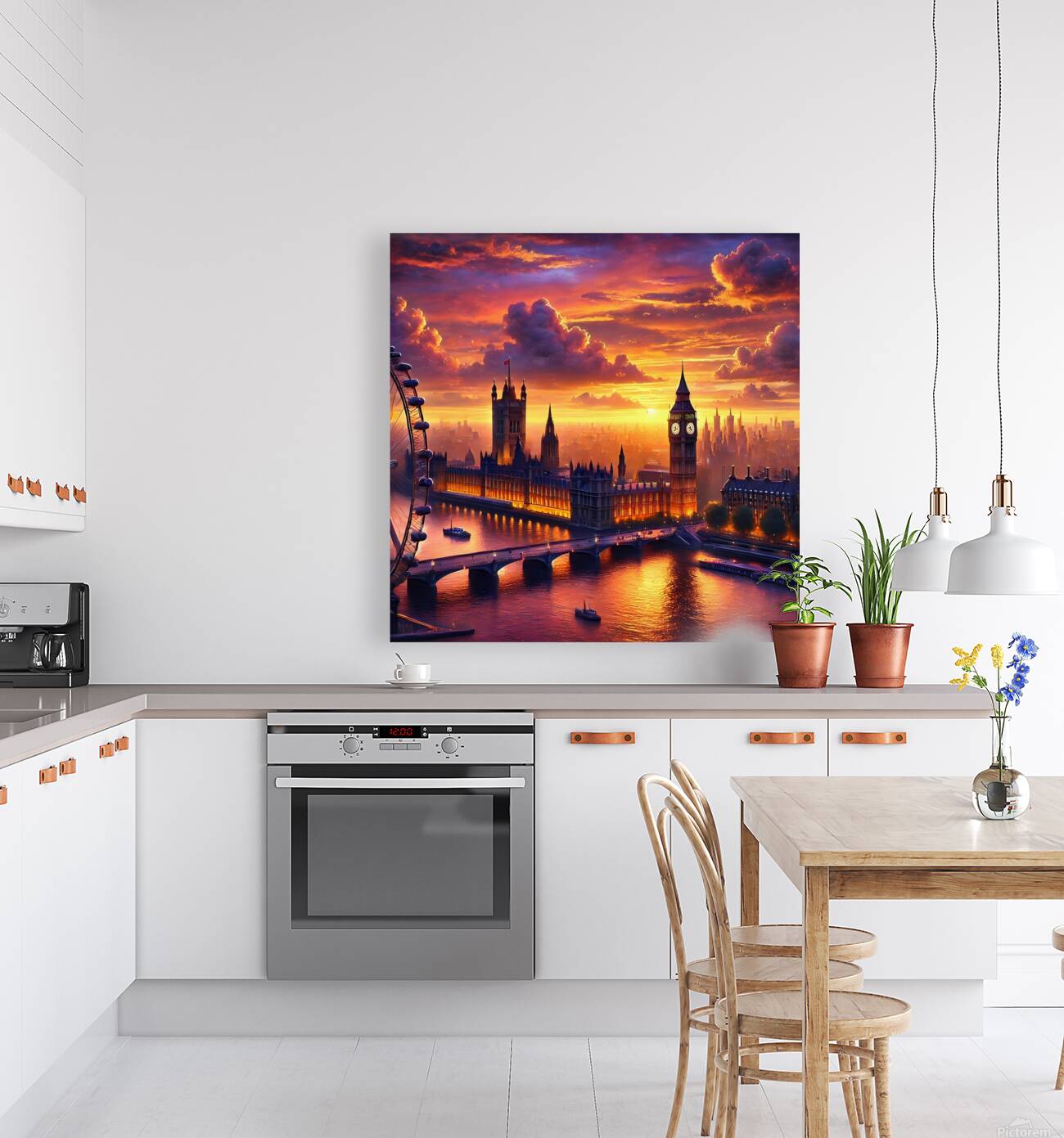 Stunning Sunset Over London – Big Ben & Thames River in Golden Light Reproduction