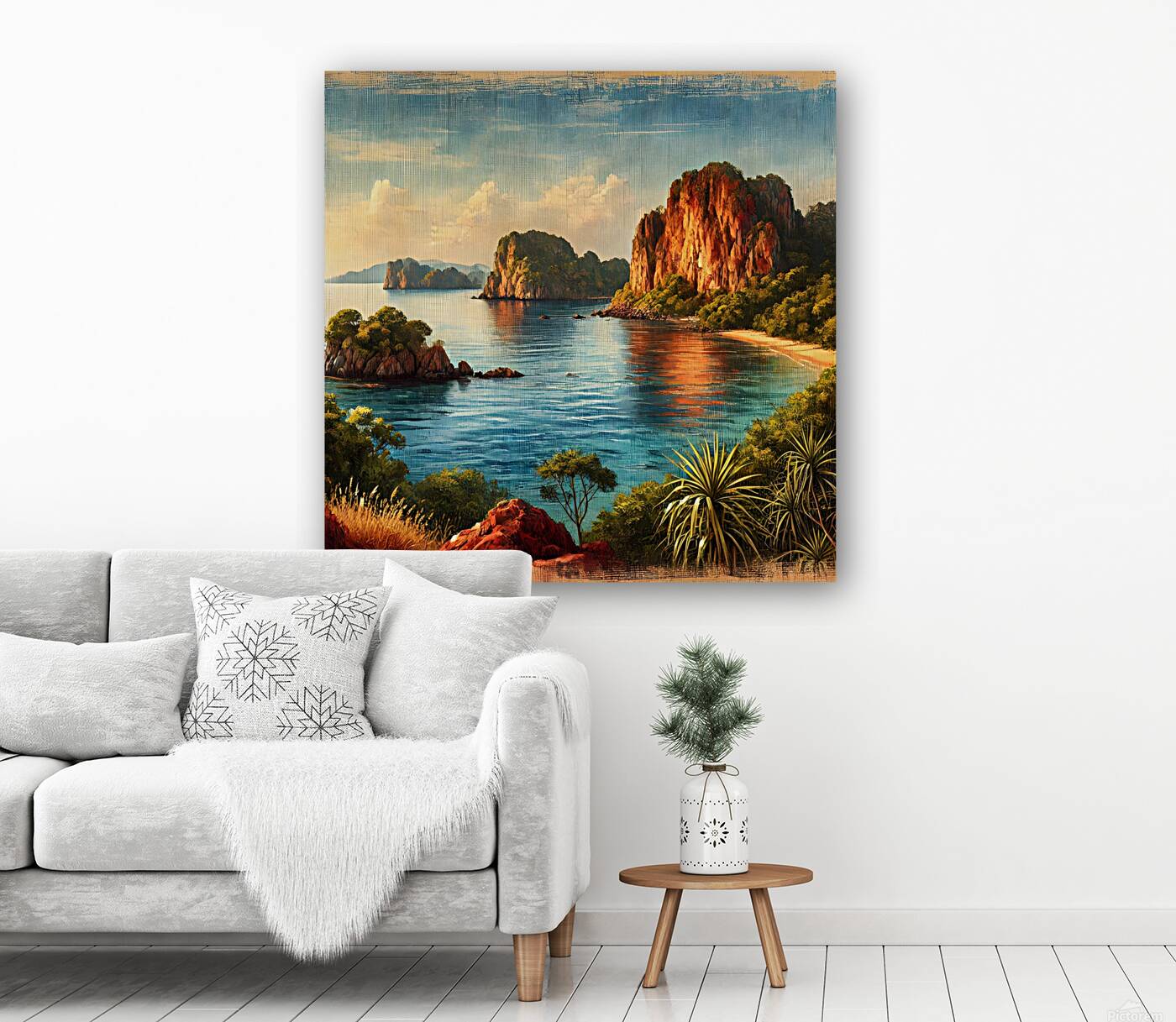 Scenic Coastal Landscape with Majestic Cliffs and Turquoise Waters Reproduction