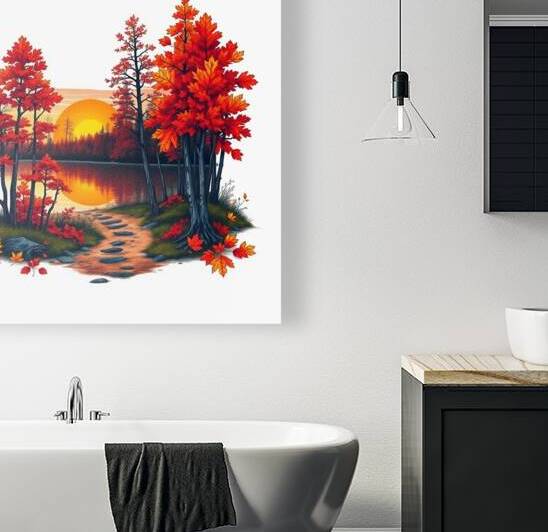 Autumn Sunset Over a Serene Lake – Symbolic Tattoo Art Print by Carole Bally