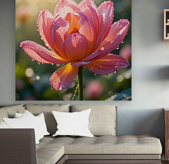 Dew-Kissed Lotus Blossom in Golden Morning Light by Carole Bally