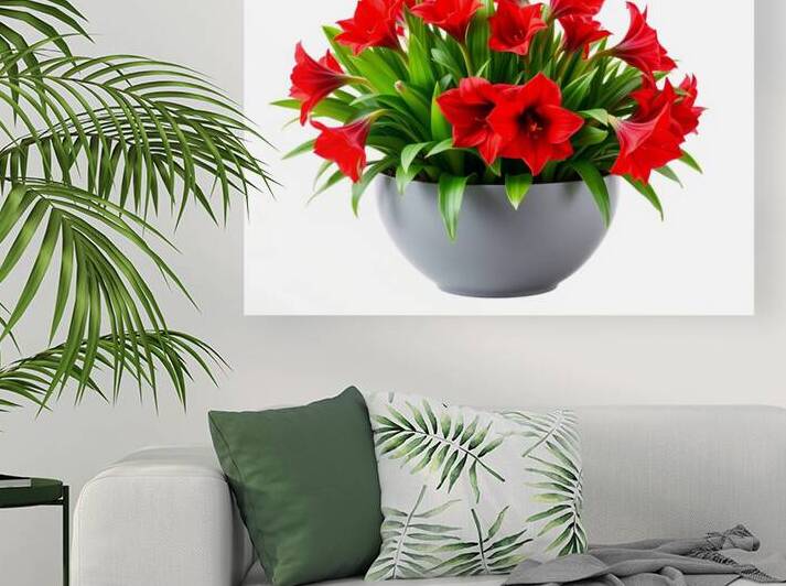 Vibrant Red Amaryllis Arrangement in Modern Planter by Carole Bally