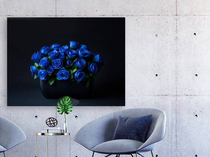 Stunning Blue Rose Bouquet in Elegant Black Vase by Carole Bally