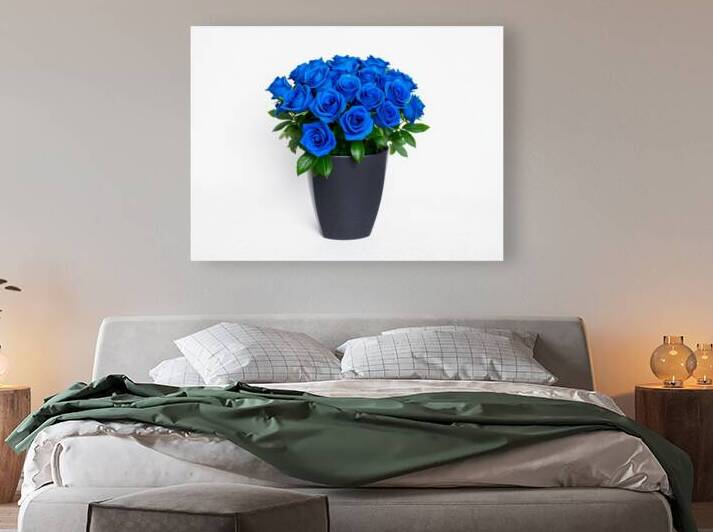 Elegant Blue Rose Arrangement in Modern Pot by Carole Bally