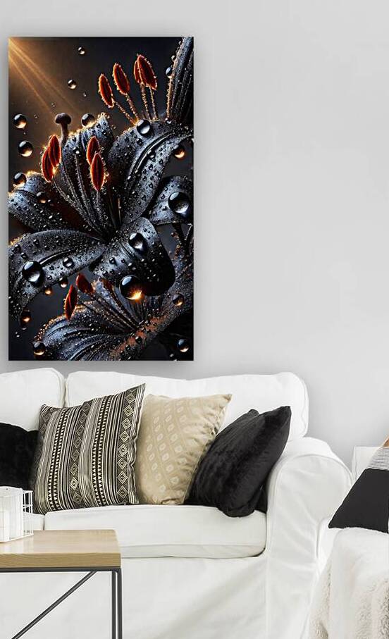 Black Lily with Dewdrops – A Stunning Dark Floral Macro Photography by Carole Bally