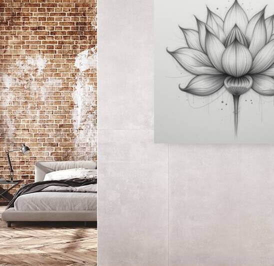 Elegant Black and White Lotus Flower Sketch – Artistic Ink Drawing by Carole Bally