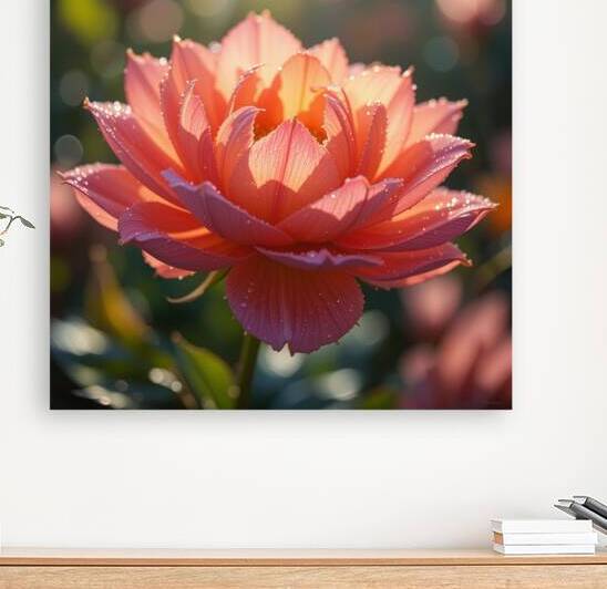Radiant Dew-Kissed Lotus Flower in Golden Sunlight by Carole Bally