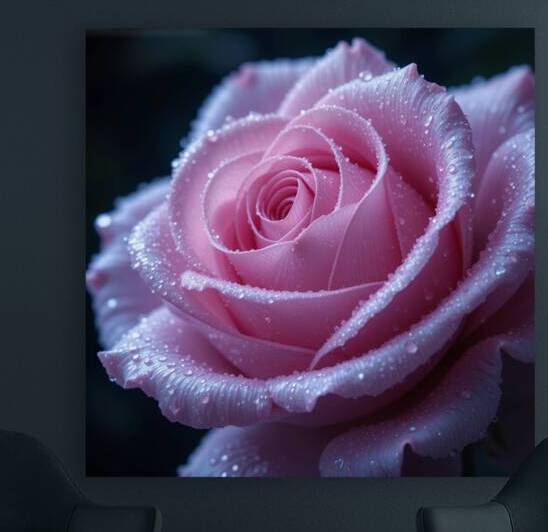 Elegant Pink Rose with Dew Drops – A Symbol of Beauty and Purity by Carole Bally