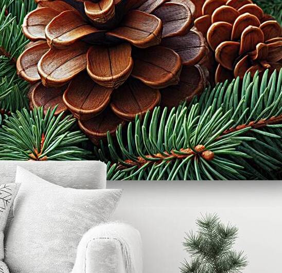 Close-Up of Pine Cones and Evergreen Branches – Nature’s Rustic Beauty by Carole Bally