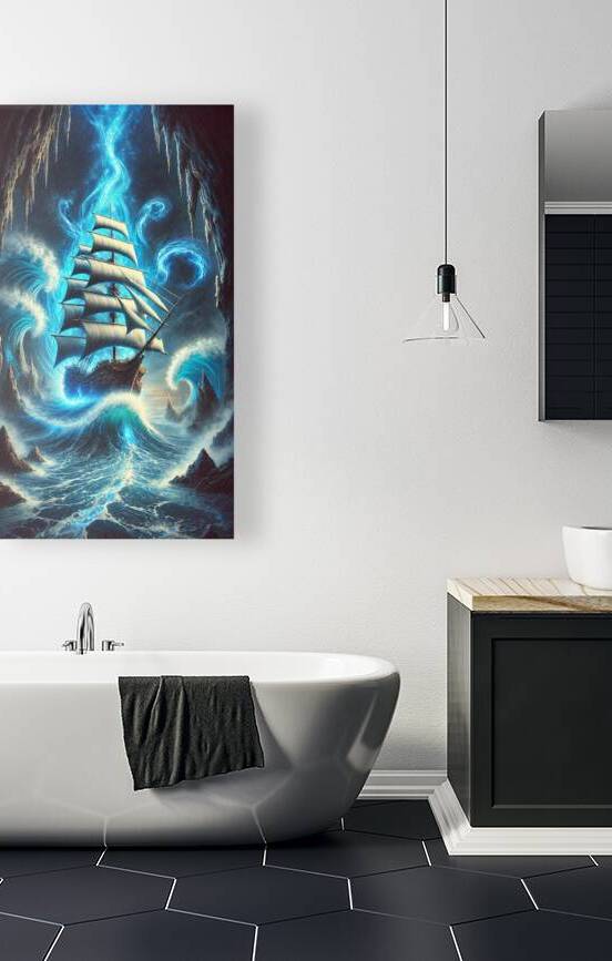 Mystical Sailing Ship Navigating an Enchanted Ocean by Carole Bally
