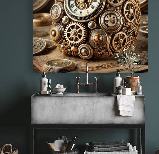 ntricate Steampunk Timepiece with Gears and Vintage Clockwork Design by Carole Bally