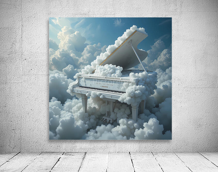 Heavenly Grand Piano Floating in the Clouds – Surreal Dreamlike Art Wall Preview