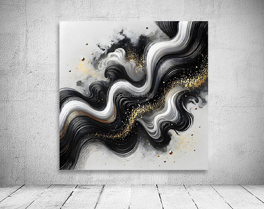 Luxurious Black White and Gold Abstract Painting – Fluid Modern Art by ...