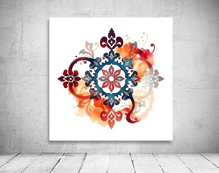 Traditional Ornamental Tattoo Art – Elegant Abstract Design in Burgundy and Wall Preview