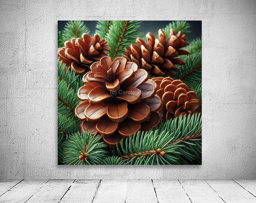 Close-Up of Pine Cones and Evergreen Branches – Nature’s Rustic Beauty Wall Preview