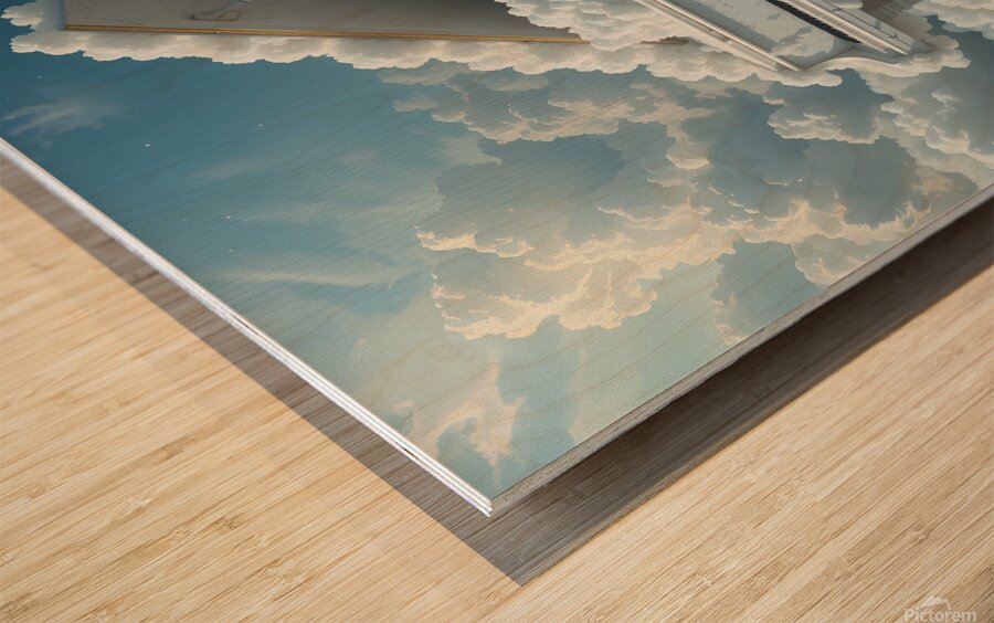 Heavenly Grand Piano Floating in the Clouds – Surreal Dreamlike Art Wood print