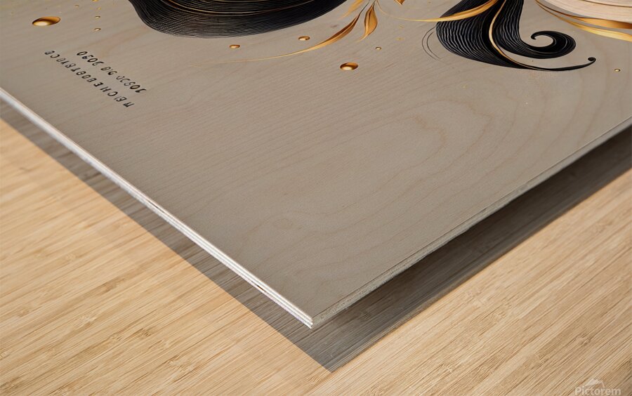 Elegant Abstract Fluid Art – Black White & Gold Flowing Design Wood print