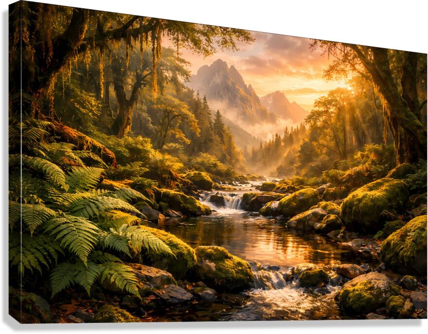 Golden Hour Rainforest Stream - Biophilic Fine Art Photography Print by ...