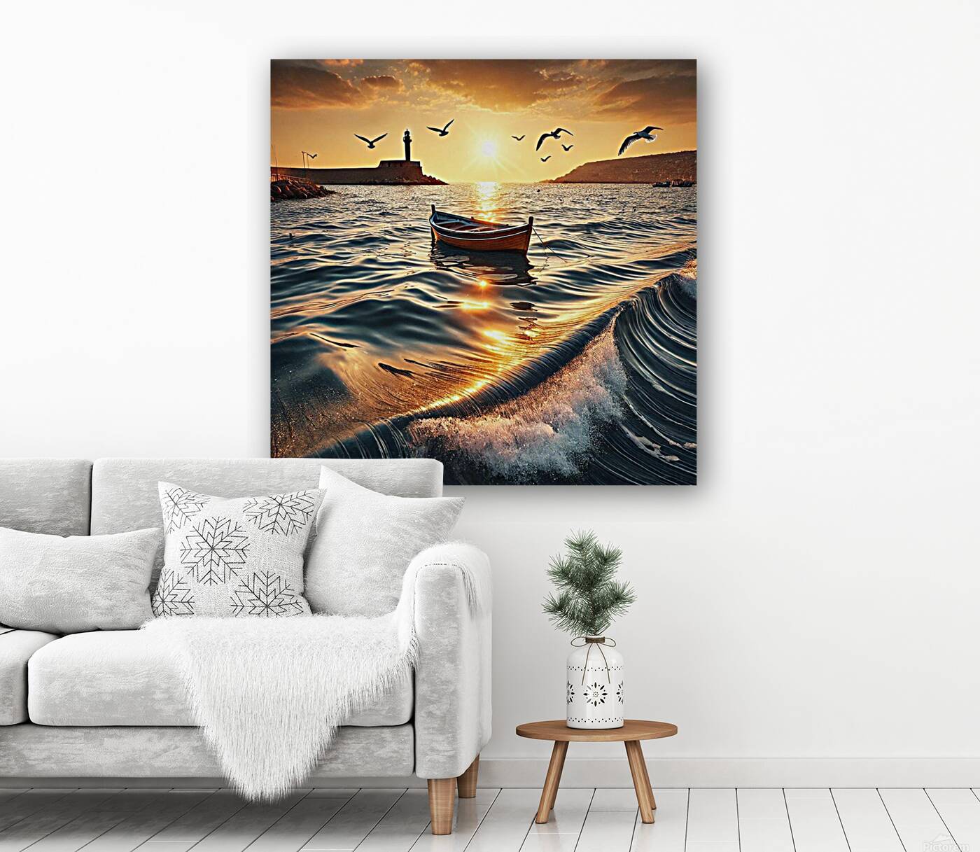 Golden Waves: A Serene Sea Escape Reproduction
