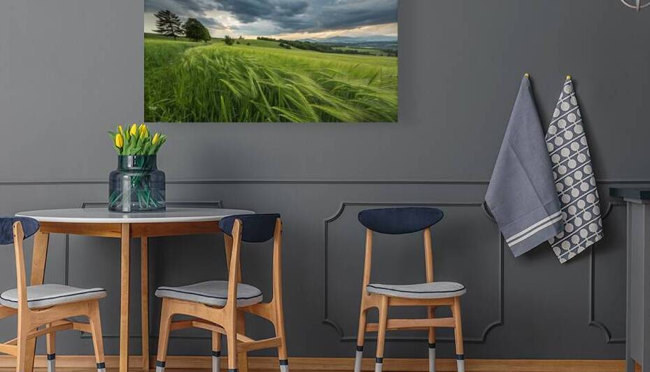 Whispers of the Storm: A Landscape of Grass Trees and Gloom by Velora Art