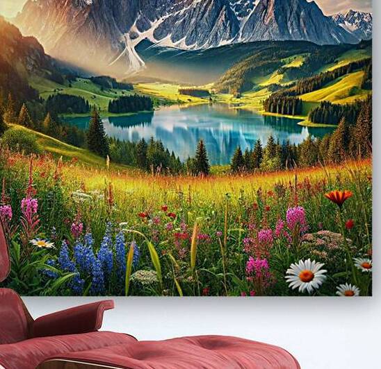 Majestic Serenity: A Captivating Mountain Landscape by Velora Art