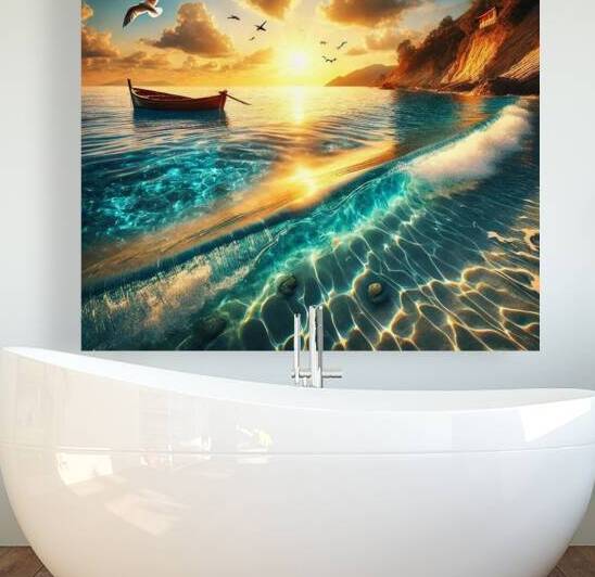 Tranquil Seascape at Sunset – A Breathtaking Ocean View by Velora Art