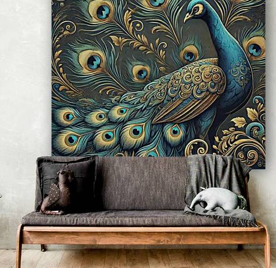 Majestic Peacock Elegance – A Timeless Work of Art by Velora Art
