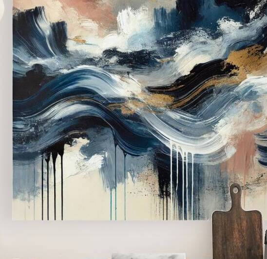 Modern Elegance – Navy & Beige Abstract Masterpiece by Velora Art