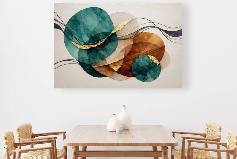 Ethereal Flow: Neo Deco Abstract in Teal and Umber by Velora Art