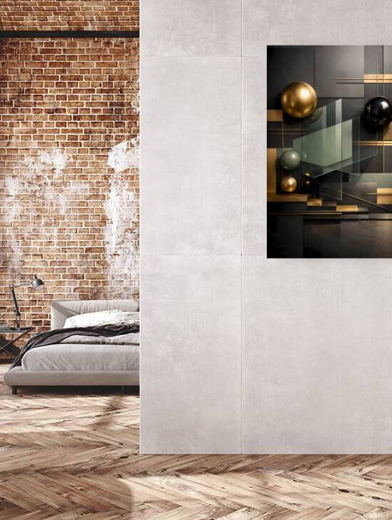 Geometric Harmony: Abstract Metallic & Glass Composition by Velora Art