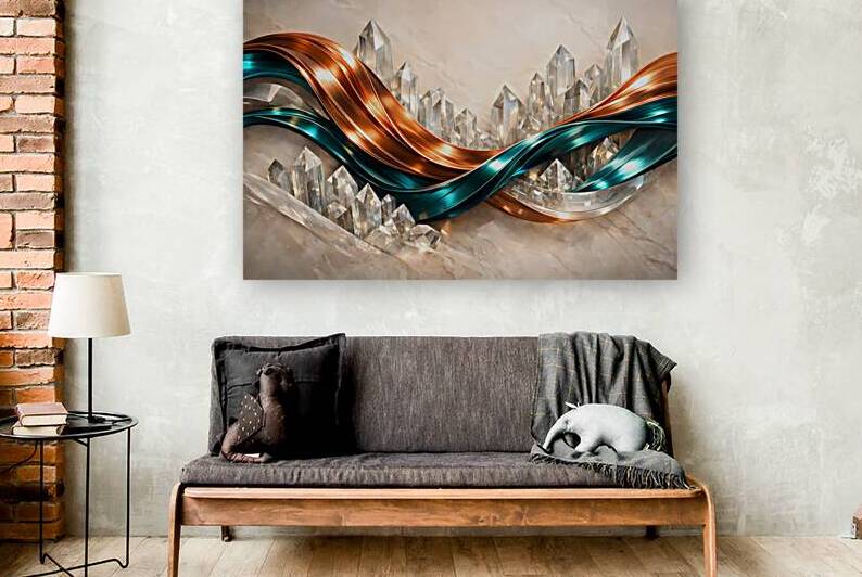 Ethereal Flow: Copper & Teal Crystal Symphony by Velora Art