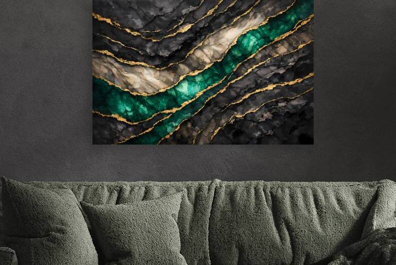 Emerald Veins: Luxe Abstract Topography by Velora Art